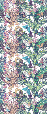 Store occultant fenêtre avec motif de papillons sur les fleurs