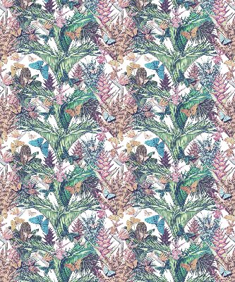 Store occultant fenêtre avec motif de papillons sur les fleurs