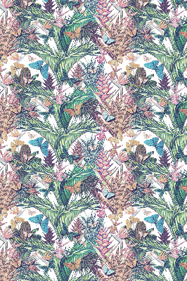 Store occultant fenêtre avec motif de papillons sur les fleurs