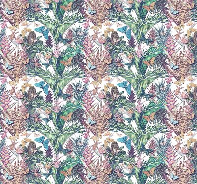 Store occultant fenêtre avec motif de papillons sur les fleurs