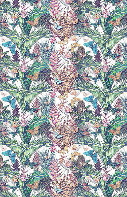Store occultant fenêtre avec motif de papillons sur les fleurs