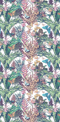 Store occultant fenêtre avec motif de papillons sur les fleurs
