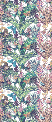 Store occultant fenêtre avec motif de papillons sur les fleurs