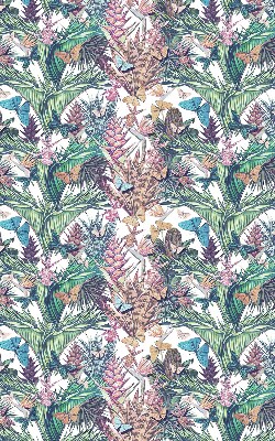Store occultant fenêtre avec motif de papillons sur les fleurs