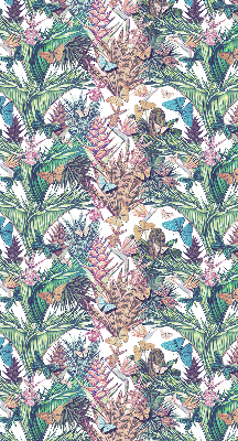 Store occultant fenêtre avec motif de papillons sur les fleurs