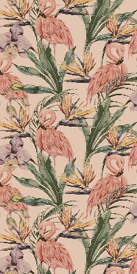 Store occultant fenêtre à flamants roses et fleurs