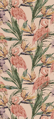 Store occultant fenêtre à flamants roses et fleurs
