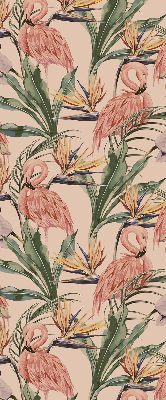 Store occultant fenêtre à flamants roses et fleurs