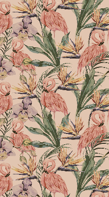 Store occultant fenêtre à flamants roses et fleurs