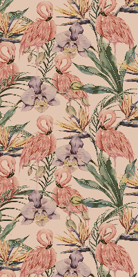 Store occultant fenêtre à flamants roses et fleurs