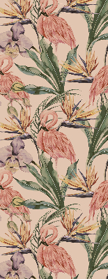 Store occultant fenêtre à flamants roses et fleurs