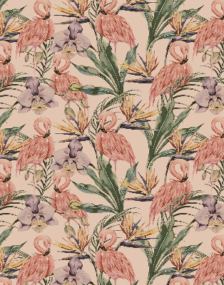 Store occultant fenêtre à flamants roses et fleurs