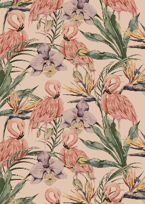 Store occultant fenêtre à flamants roses et fleurs