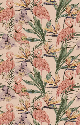 Store occultant fenêtre à flamants roses et fleurs