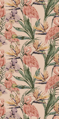 Store occultant fenêtre à flamants roses et fleurs