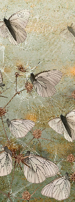 Store fenêtre intérieur avec motif de papillons dans la prairie