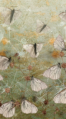 Store fenêtre intérieur avec motif de papillons dans la prairie