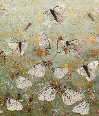 Store fenêtre intérieur avec motif de papillons dans la prairie