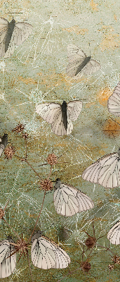 Store fenêtre intérieur avec motif de papillons dans la prairie