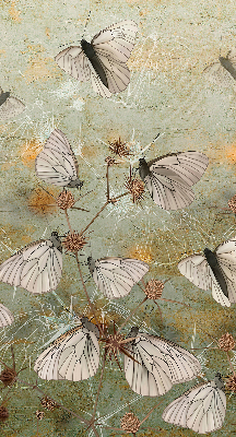 Store fenêtre intérieur avec motif de papillons dans la prairie