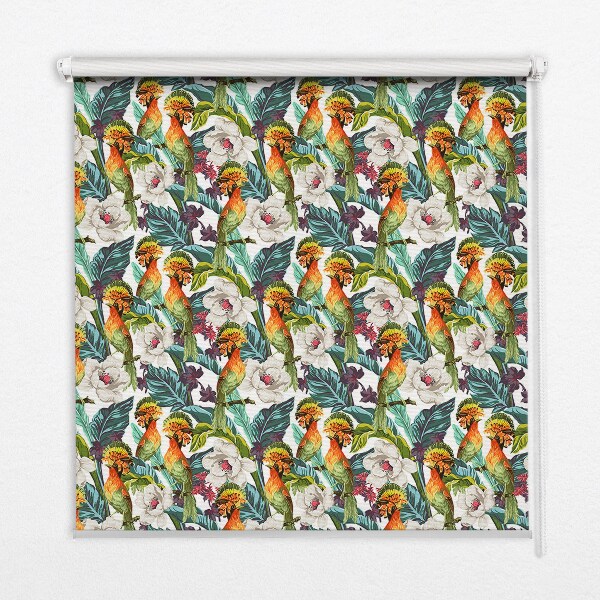 Store occultant fenêtre à motifs d'oiseaux et de fleurs