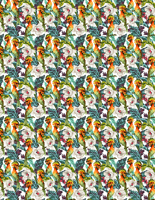 Store occultant fenêtre à motifs d'oiseaux et de fleurs