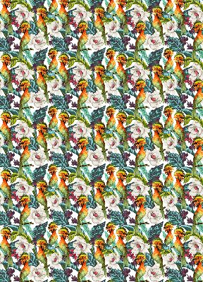 Store occultant fenêtre à motifs d'oiseaux et de fleurs