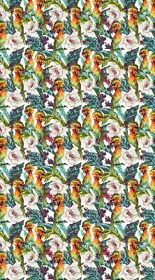 Store occultant fenêtre à motifs d'oiseaux et de fleurs