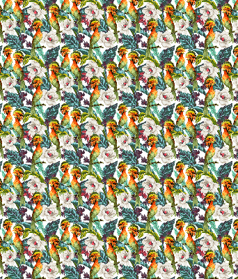 Store occultant fenêtre à motifs d'oiseaux et de fleurs