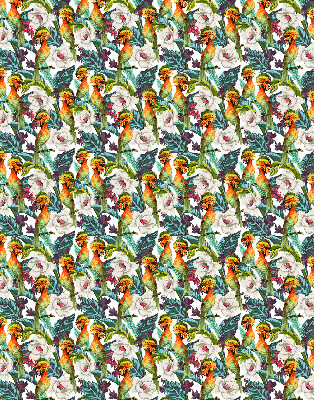 Store occultant fenêtre à motifs d'oiseaux et de fleurs