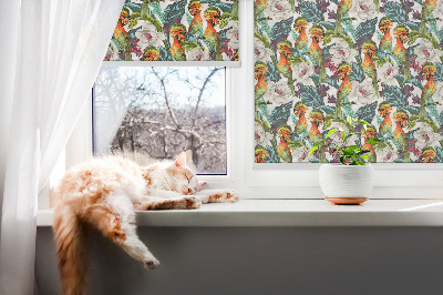 Store occultant fenêtre à motifs d'oiseaux et de fleurs