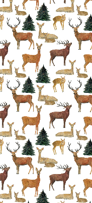 Store occultant fenetre avec motif de cerfs et chevreuils