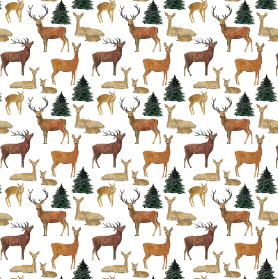 Store occultant fenetre avec motif de cerfs et chevreuils