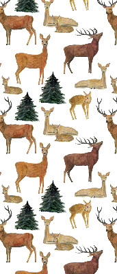 Store occultant fenetre avec motif de cerfs et chevreuils