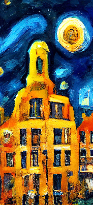 Store occultant fenêtre de couleur Ville peinte
