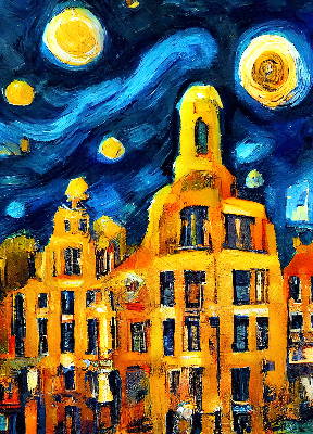 Store occultant fenêtre de couleur Ville peinte