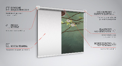 Store enrouleur occultant avec motif d'oiseaux sur une branche