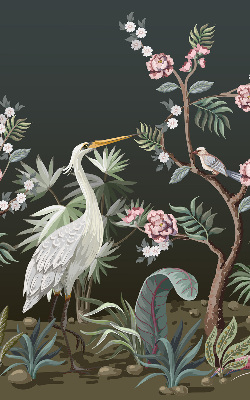 Store enrouleur occultant avec motif oiseaux près de l'arbre