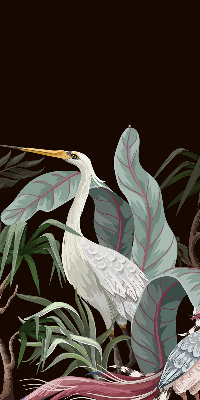 Store occultant fenêtre avec motif d'oiseaux dans les feuilles