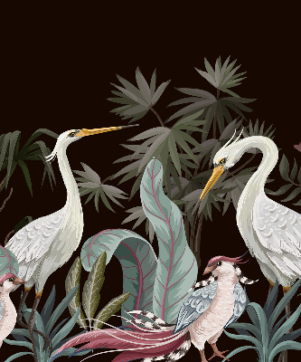 Store occultant fenêtre avec motif d'oiseaux dans les feuilles
