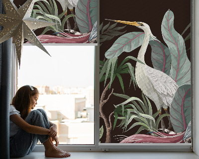 Store occultant fenêtre avec motif d'oiseaux dans les feuilles