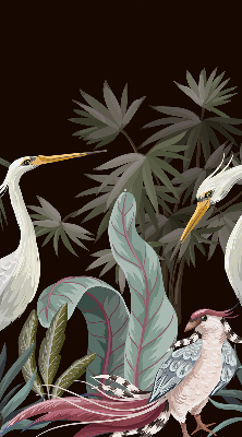 Store occultant fenêtre avec motif d'oiseaux dans les feuilles