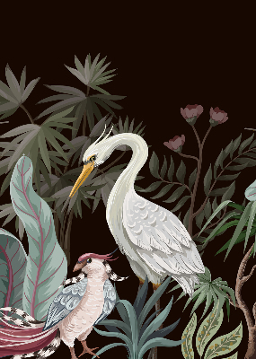 Store occultant fenêtre avec motif d'oiseaux dans les feuilles