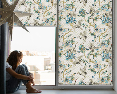 Store enrouleur occultant à motif fleurs et oiseaux