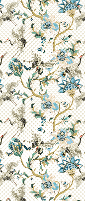 Store enrouleur occultant à motif fleurs et oiseaux