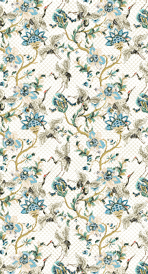 Store enrouleur occultant à motif fleurs et oiseaux