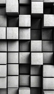 Store occultant fenetre en cubes de pierre