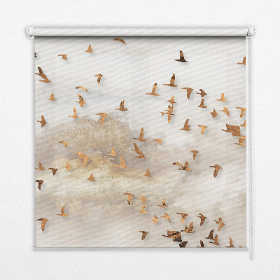 Store fenêtre intérieur avec un groupe d'oiseaux
