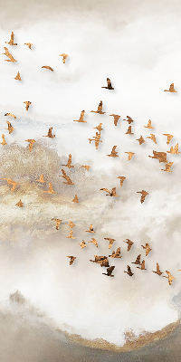Store fenêtre intérieur avec un groupe d'oiseaux