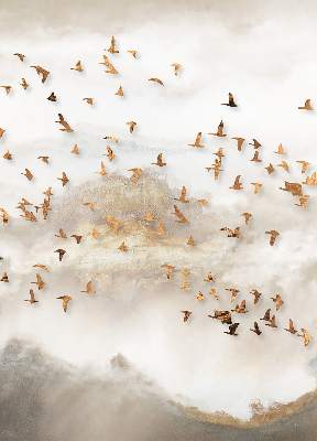 Store fenêtre intérieur avec un groupe d'oiseaux
